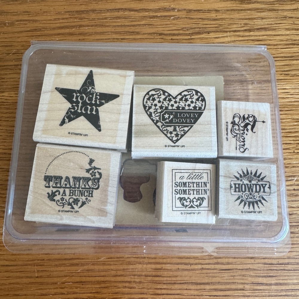 Stampin Up A Little Somethin‎ Rubber Stamp Set of 6 Rockstar Howdy Lovey